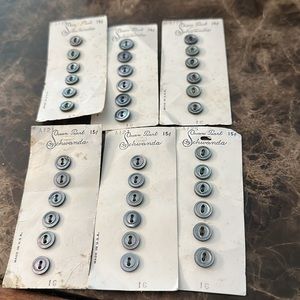 6 sets of six mother of pearl petite buttons on original card 15 Cents original